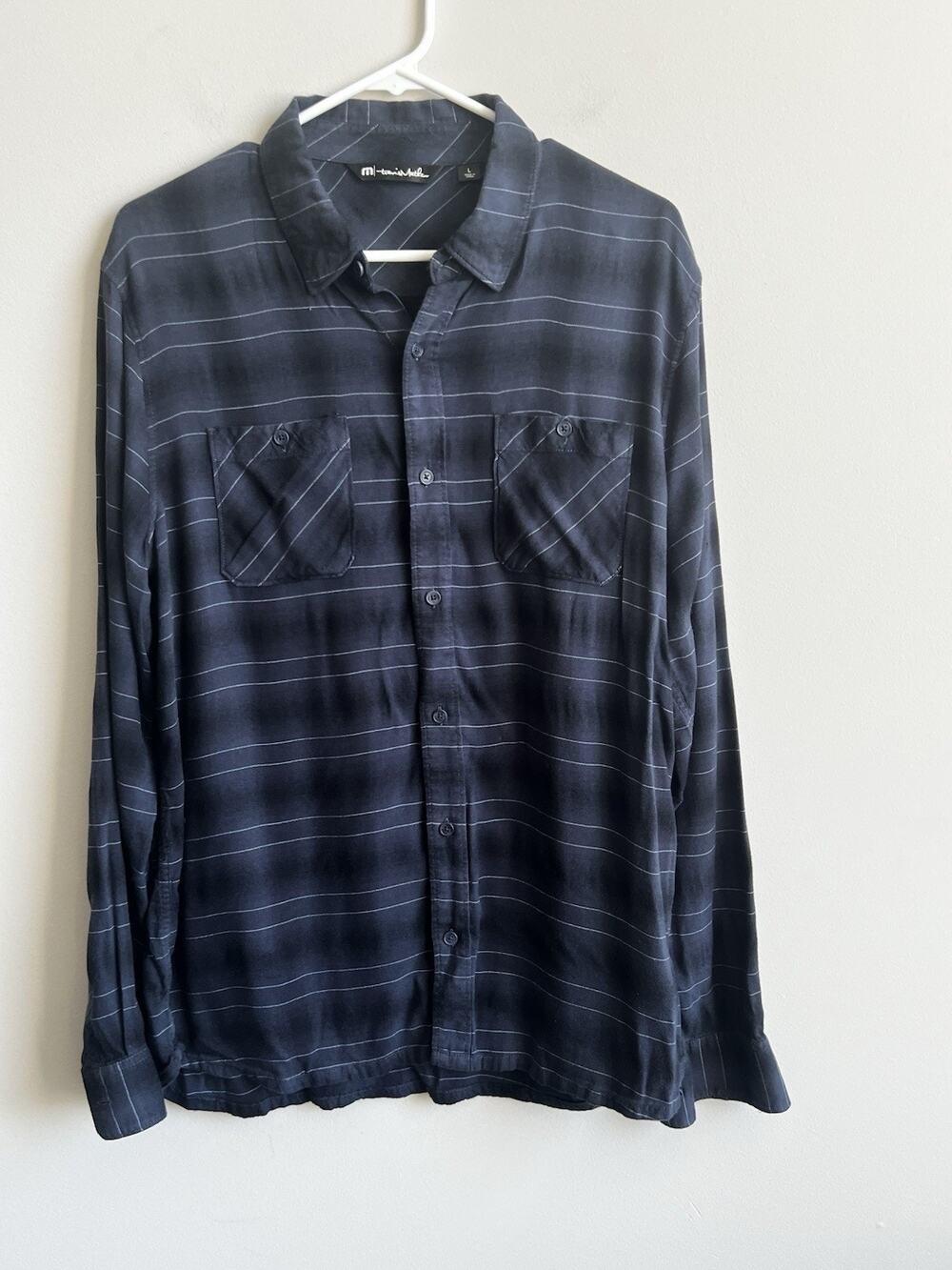 Travis Mathew Shirt Blue Flannel Long Sleeve Button Up Men’s Large